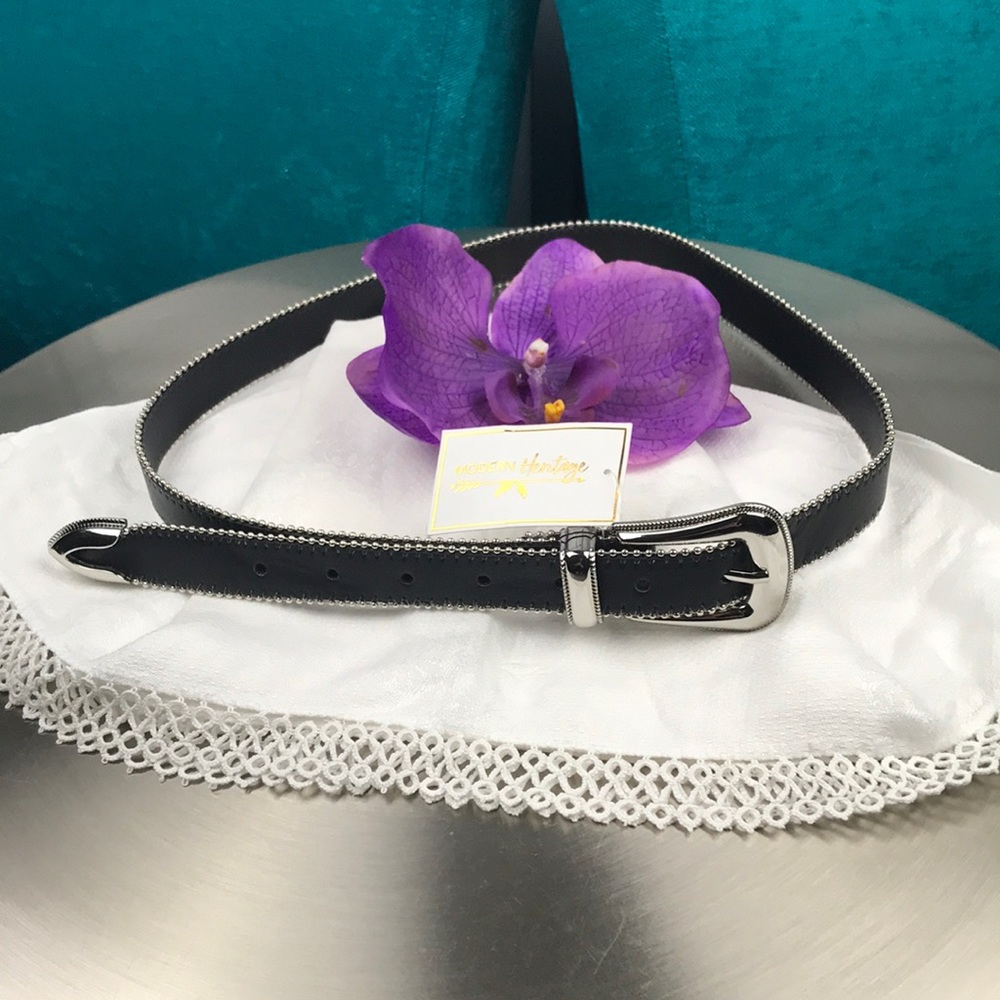 Modern Heritage | NEW Black & Silver Belt | Size S/M